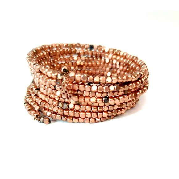 ABS by Allen Schwartz Drama Coil Rose Gold Tone Bead Wrap Bracelet - Picture 1 of 5